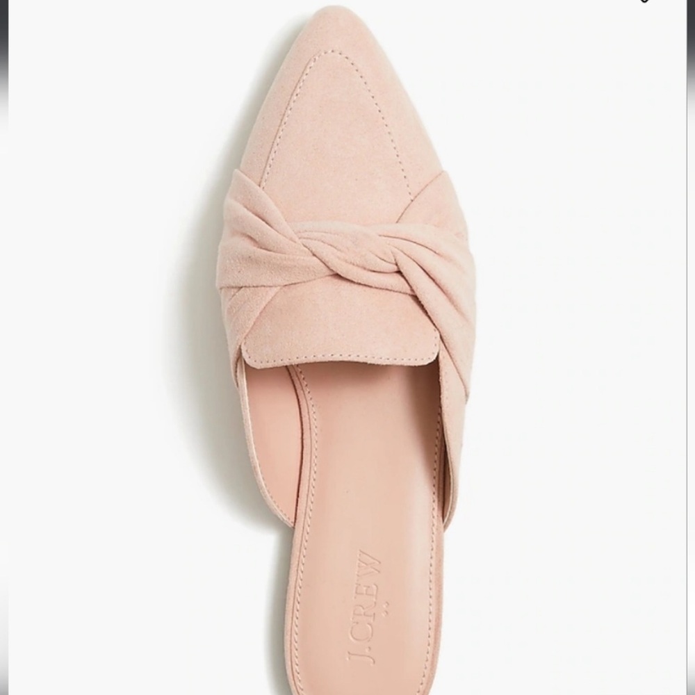 J Crew NWB New Pointy Toe Mule Loafer Twist Suede Blush Ivory 7.5